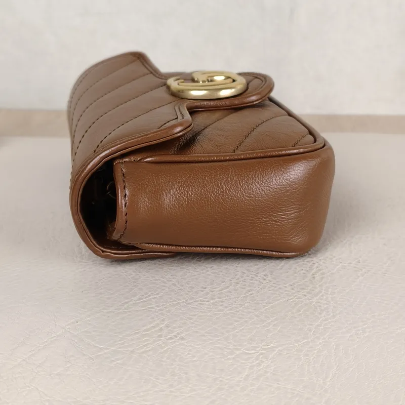 GUCCI Crossbody Bag GG Marmont Mini Marmont Mini Caramel Calfskin Mini 16.5 × 4.5 × 9.5 cm — detail view 2 of 12