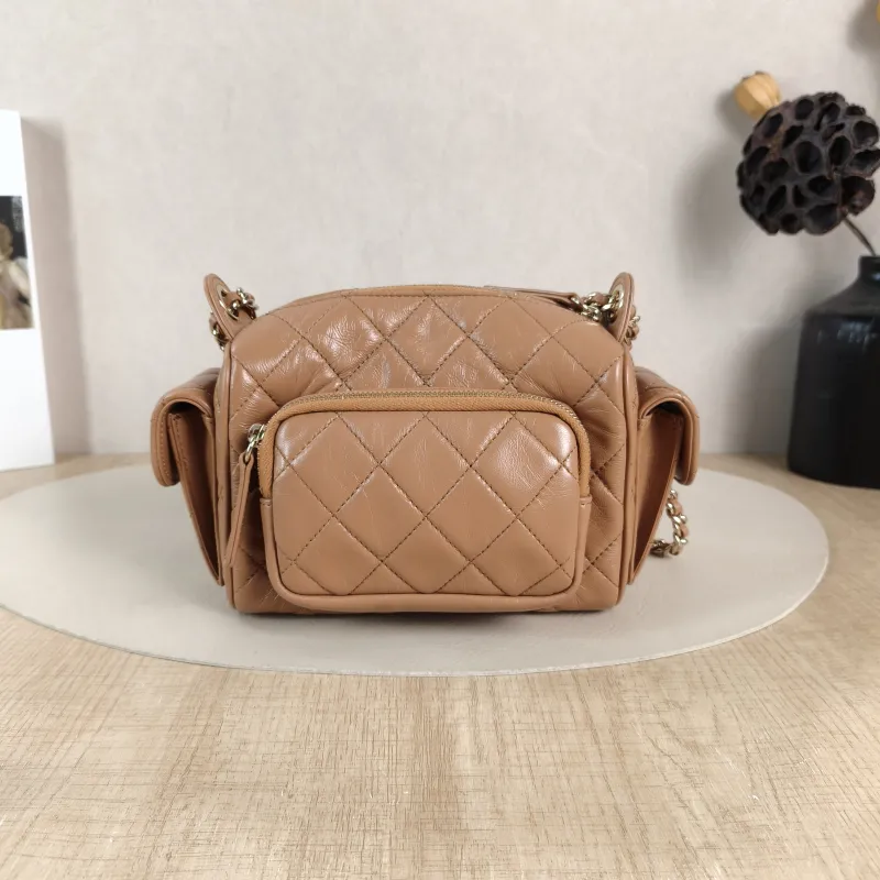 Chanel Crossbody Bag Camera Bag Taupe Lambskin One Size 24 × 17 × 18 cm — cover view 2 of 6