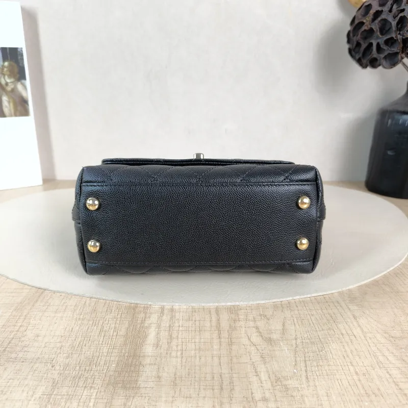 Chanel Top Handle Bag Coco Handle​ Black Grained Calfskin Mini 19 × 9 × 13 cm — cover view 3 of 5