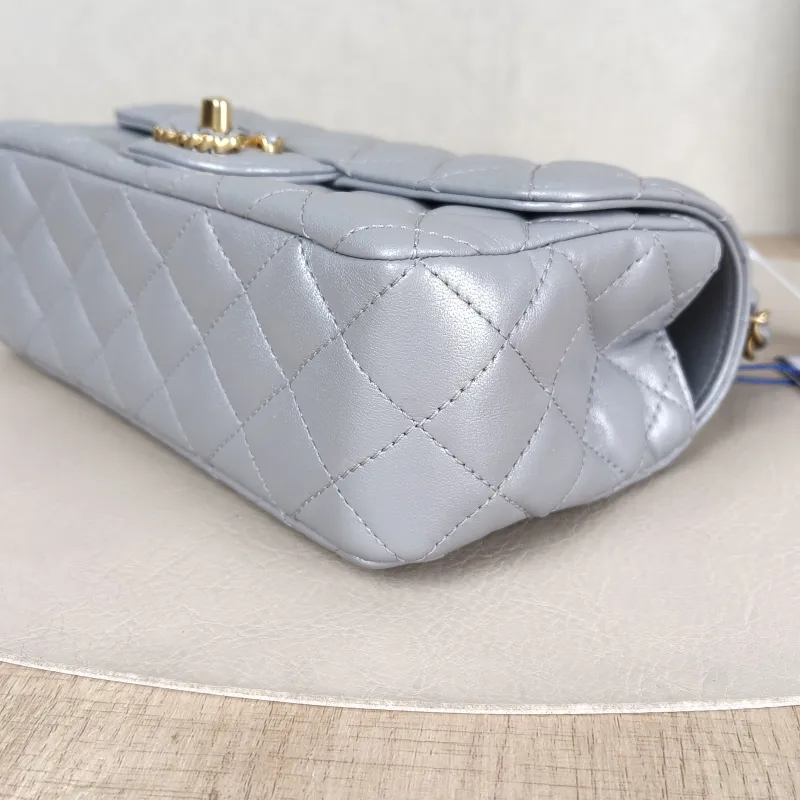 Chanel Crossbody Bag 24c mini Silver Lambskin mini 20 × 6 × 12 cm — detail view 14 of 14