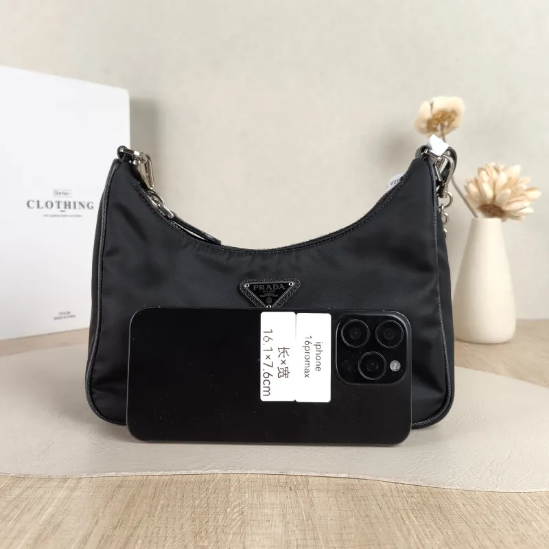 PRADA Crossbody Bag Re-Edition 2005 Hobo Black Nylon Mini 22 × 6 × 18 cm — cover view 2 of 5