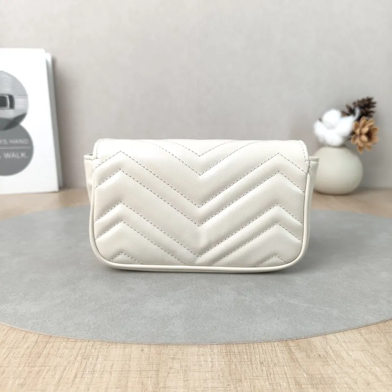 GUCCI Shoulder Bag GG Marmont Mini Marmont Mini g White Calfskin Mini 16.5 × 4.5 × 9.5 cm — cover view 2 of 6