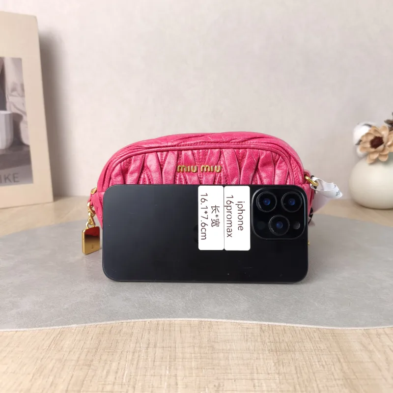 Miumiu Shoulder Bag Camera Bag Red Waxed Leather 16 × 6 × 10 cm — cover view 4 of 6