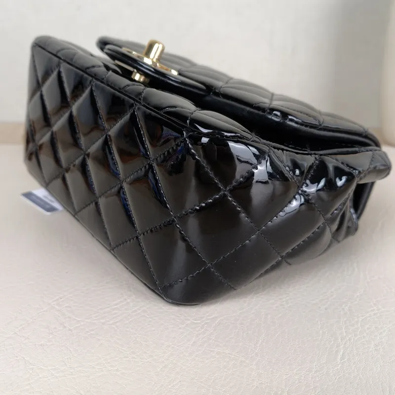Chanel Crossbody Bag Classic Flap Mini CF Mini Black with Gold-Tone Hardware Patent Leathermini17 × 8 × 13.5 cm — detail view 8 of 13