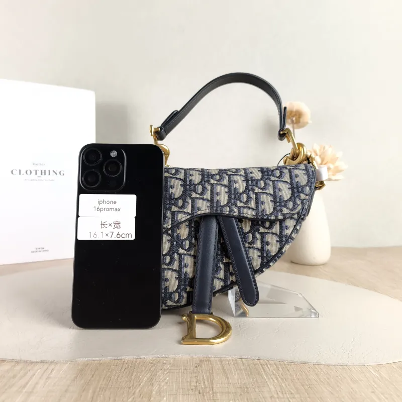 DIOR Top Handle Bag Saddle Blue Canvas Mini 19 × 6 × 15 cm — cover view 3 of 5