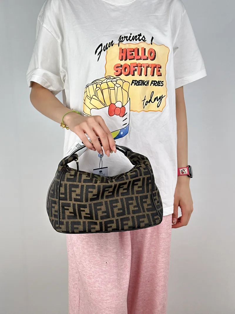 FENDI Top Handle Bag Top Handle Bag Monogram Canvas One Size26 × 6 × 21 cm — on-model view 2 of 2