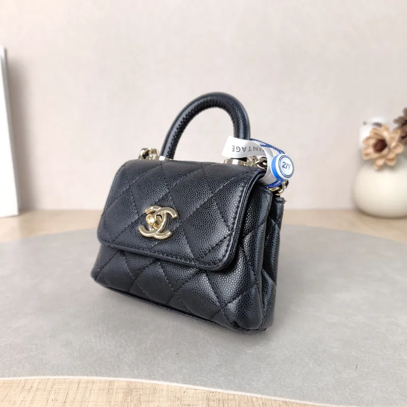 Chanel Top Handle Bag Coco Handle​ Black Grained Calfskin Mini 12 × 4 × 9 cm — cover view 2 of 5