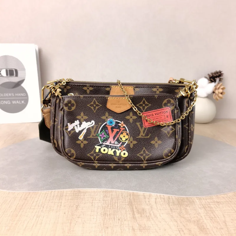 Louis Vuitton Crossbody Bag Multi Pochette Accessoires Shoulder Strap PVC Small 24 × 4 × 13.5 cm
