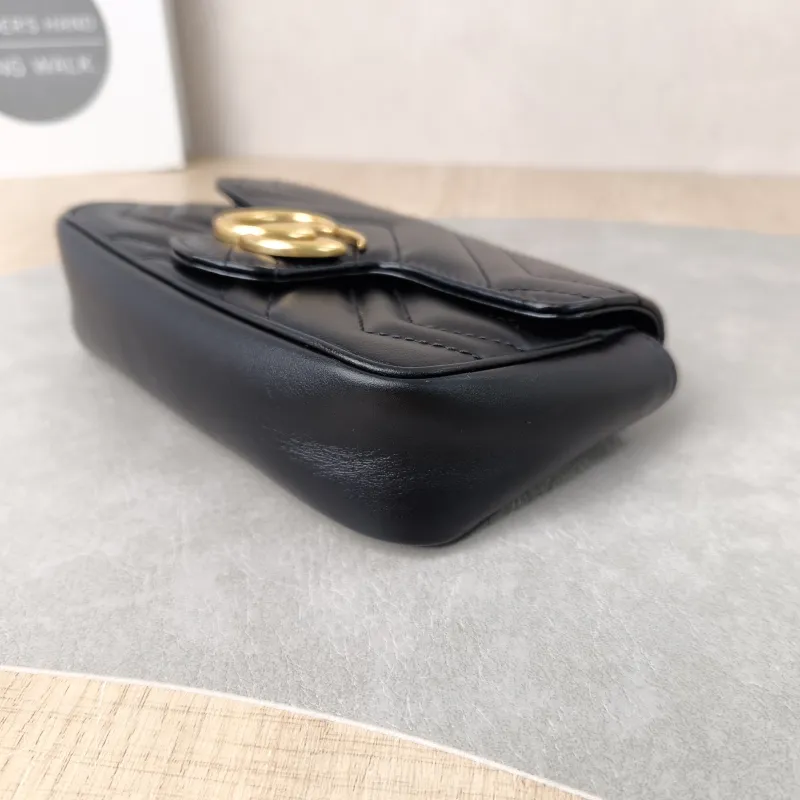 GUCCI Crossbody Bag GG Marmont Mini Marmont Mini Black Calfskin Mini 16.5 × 4.5 × 9.5 cm — detail view 4 of 8