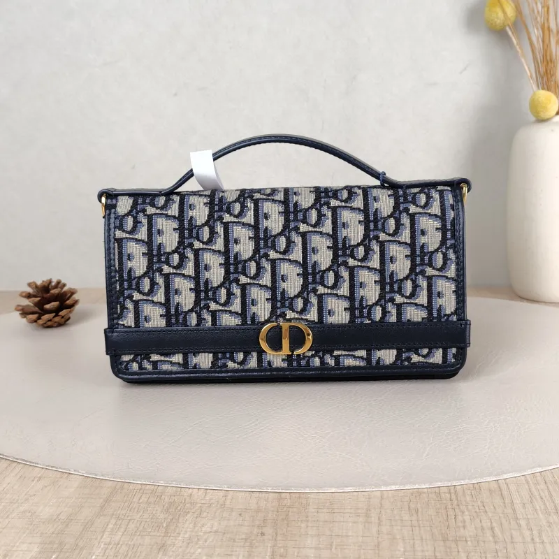 DIOR Crossbody Bag 30Montaigne Cigale Top Handle Crossbody Bag Blue Canvas One Size 20.5 × 5 × 11 cm