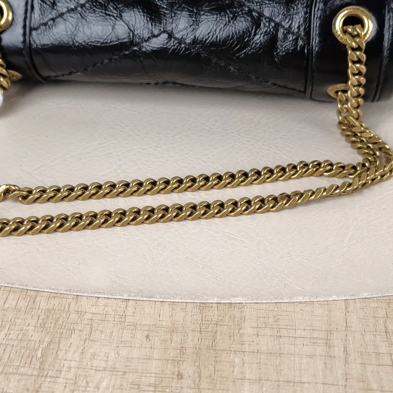 SAINT LAURENT Crossbody Bag Niki Black Waxed Leather Calfskin Mini 18 × 5 × 12.5 cm — detail view 5 of 12