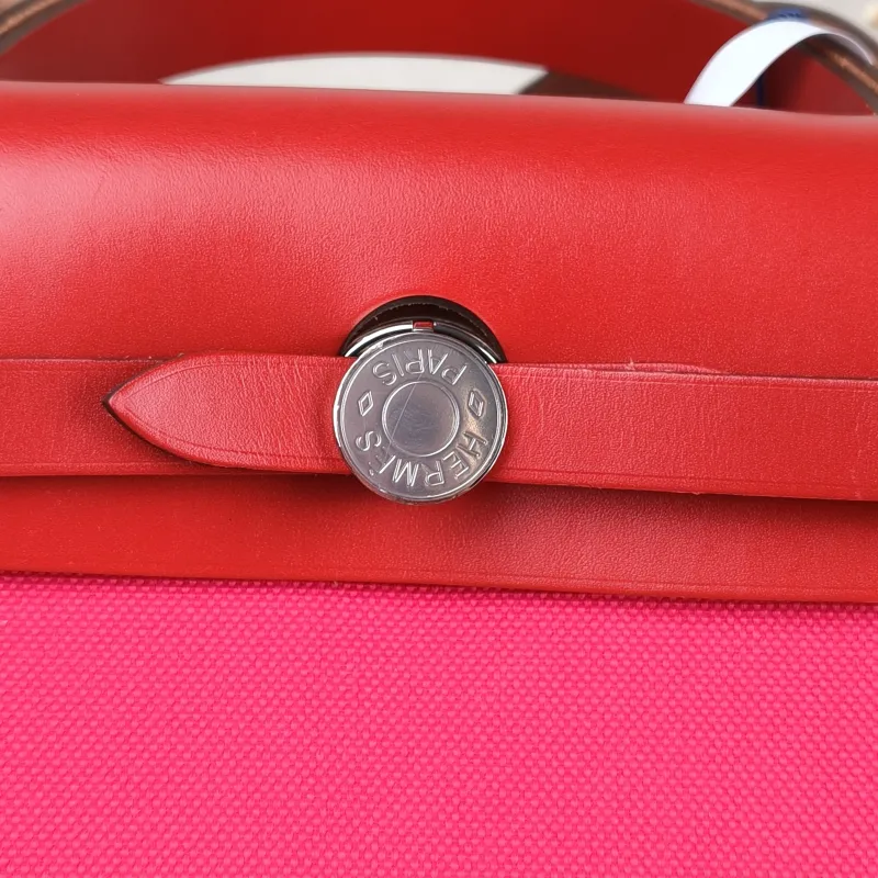 Hermès Crossbody Bag Herbag 31 Red Red Canvas Medium 30.5 × 11 × 25.5 cm Y — detail view 10 of 16