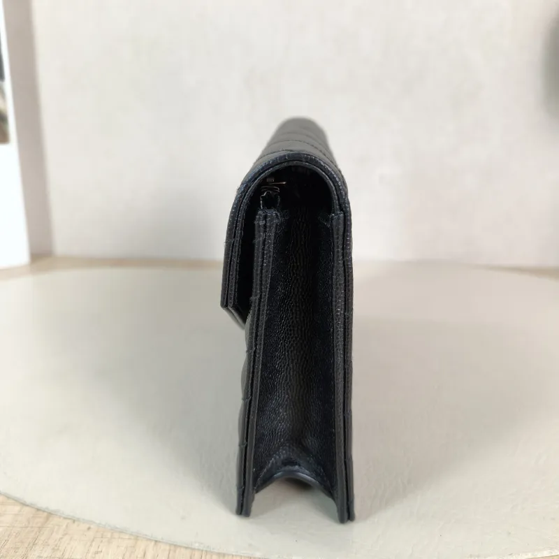 SAINT LAURENT Crossbody Bag CASSANDRE ENVELOPE Black Calfskin One Size 19 × 3.5 × 12.5 cm — detail view 8 of 11
