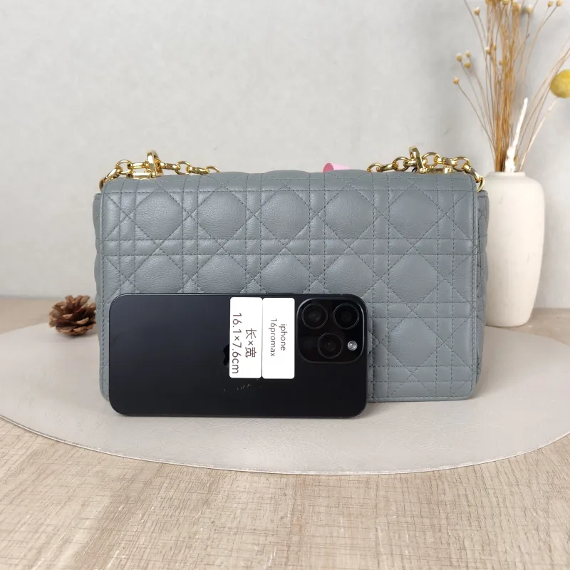 DIOR Crossbody Bag Caro Chain Bag Grey Calfskin Medium 25.5 × 9 × 15.5 cm — cover view 5 of 5