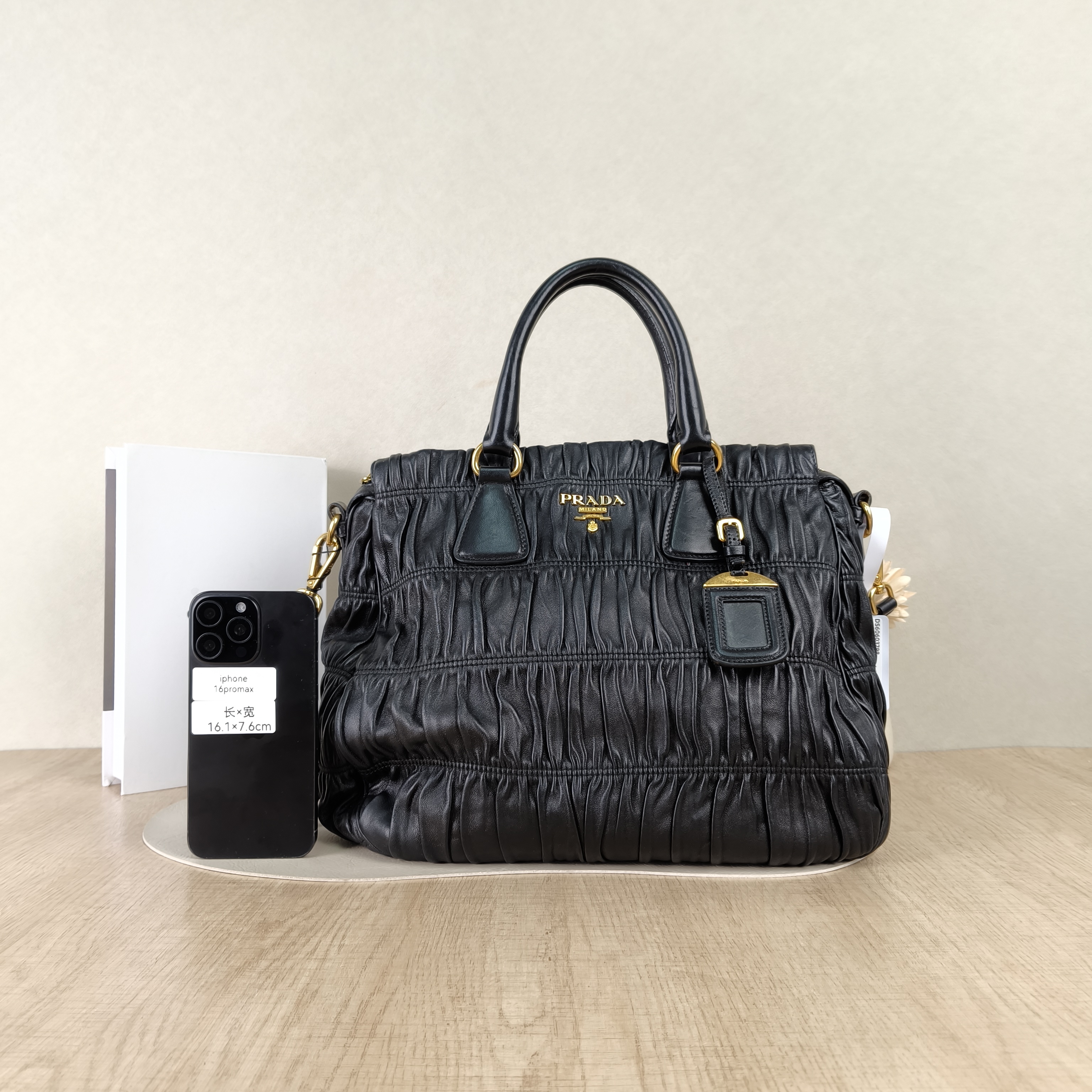 PRADA Top Handle Bag Gaufre Black Lambskin One Size30 × 16 × 27 cm — cover view 5 of 5