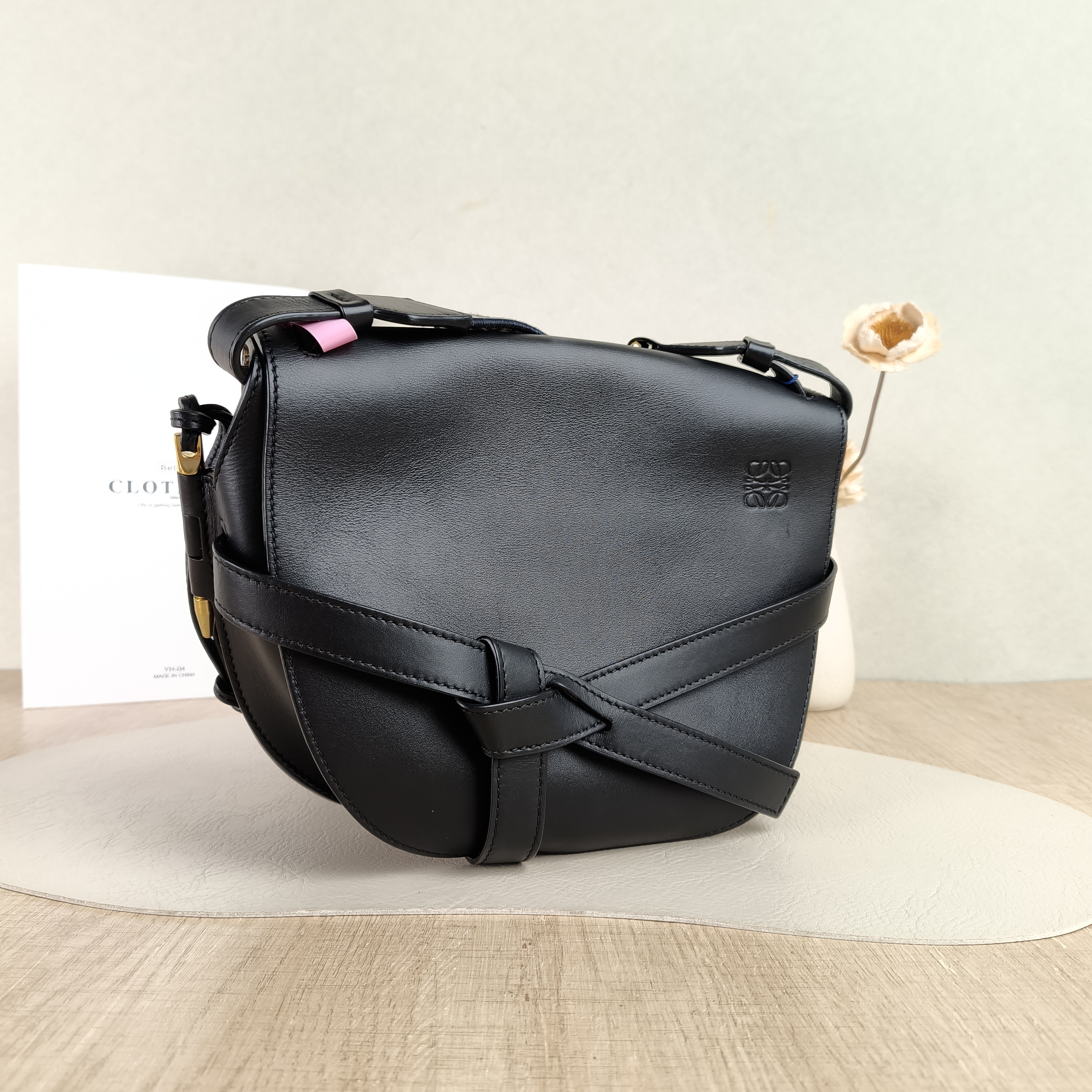 LOEWE Crossbody Bag Gate Black Calfskin Medium25 × 11.5 × 19 cm — cover view 3 of 5