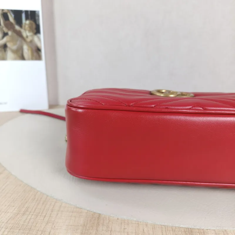 GUCCI Crossbody Bag GG Marmont Marmont Camera Bag Red Calfskin Small 24 × 7 × 13 cm — detail view 11 of 12