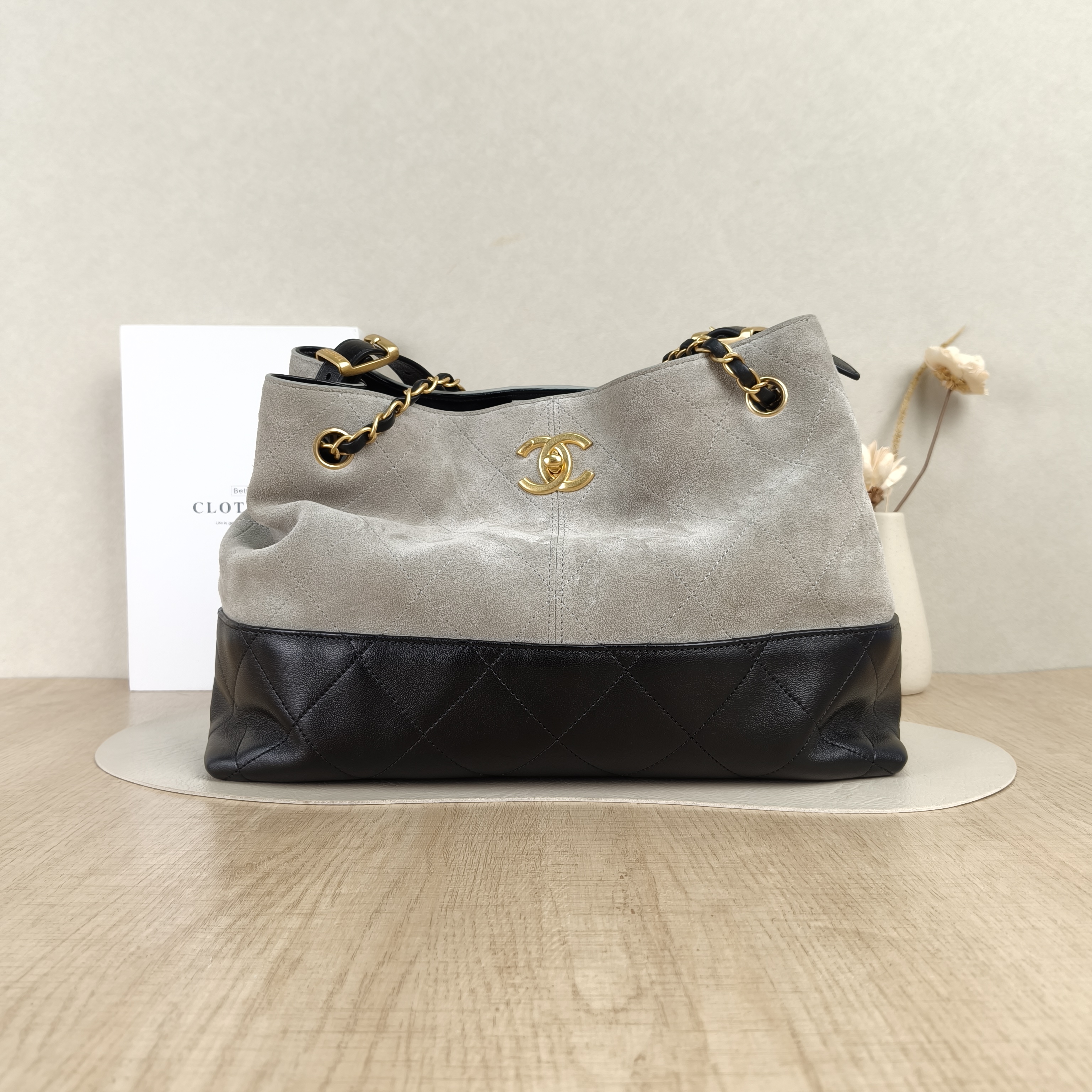 Chanel Top Handle Bag25a Suede Top Handle Bag Black Suede Small36 × 14 × 24 cm