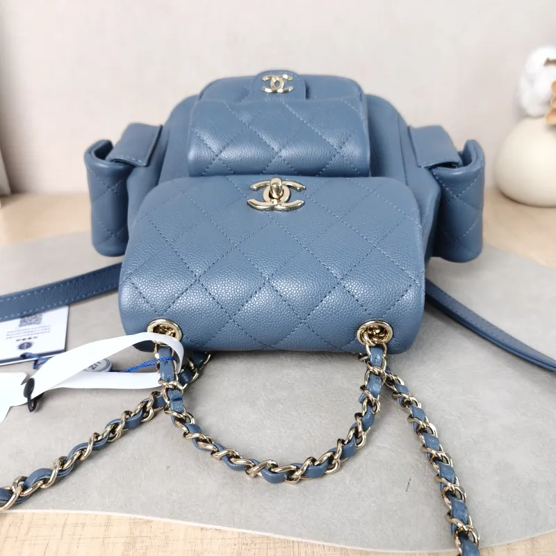 Chanel Backpack duma Blue Grained Calfskin Small 18 × 9.5 × 19 cm — detail view 7 of 10