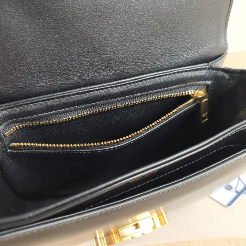 CELINE Crossbody Bag TEEN BESACE TRIOMPHE Black Calfskin Small 18.5 × 6 × 16 cm — detail view 9 of 12