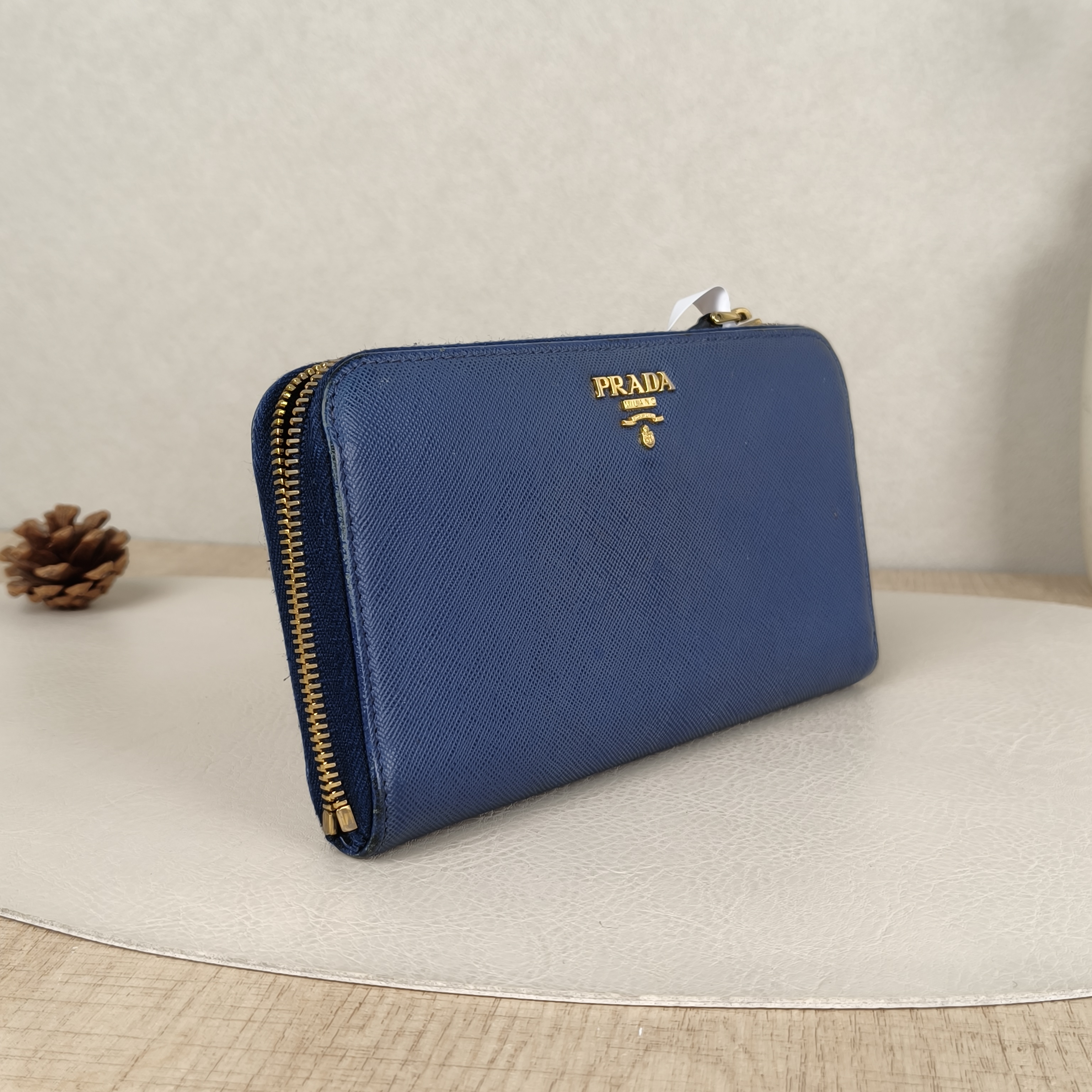 PRADA Wallet Wallet Blue Calfskin 19 × 2 × 11 cm — cover view 5 of 5