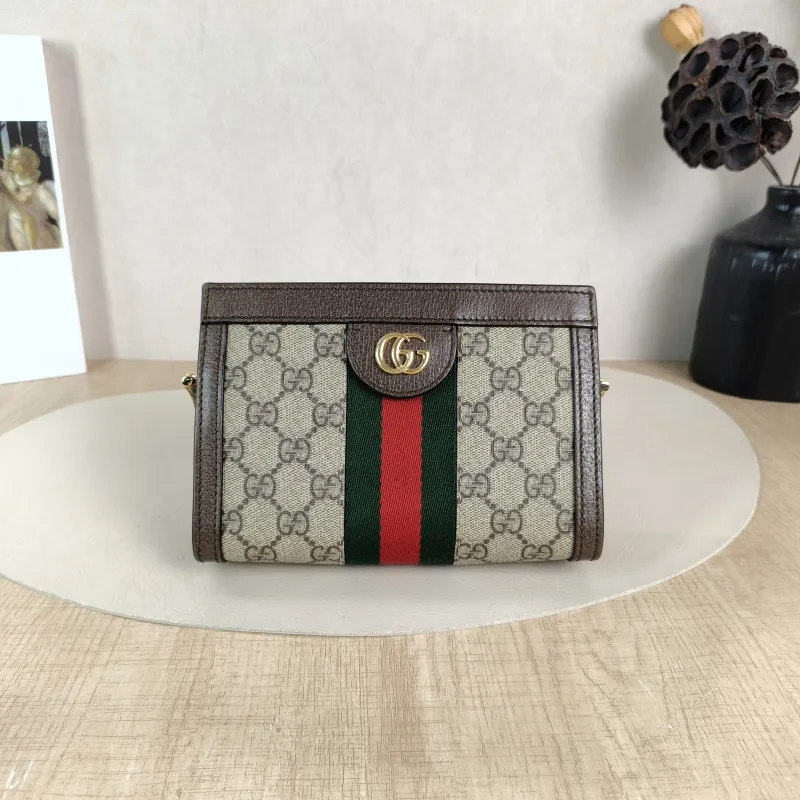 GUCCI Crossbody Bag Ophidia Monogram PVC 18.5 × 5.5 × 13 cm