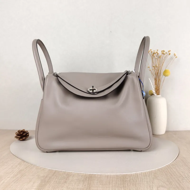 Hermès Crossbody Bag Lindy 30 Grey Blue Swift Calfskin30 × 15 × 19 cm