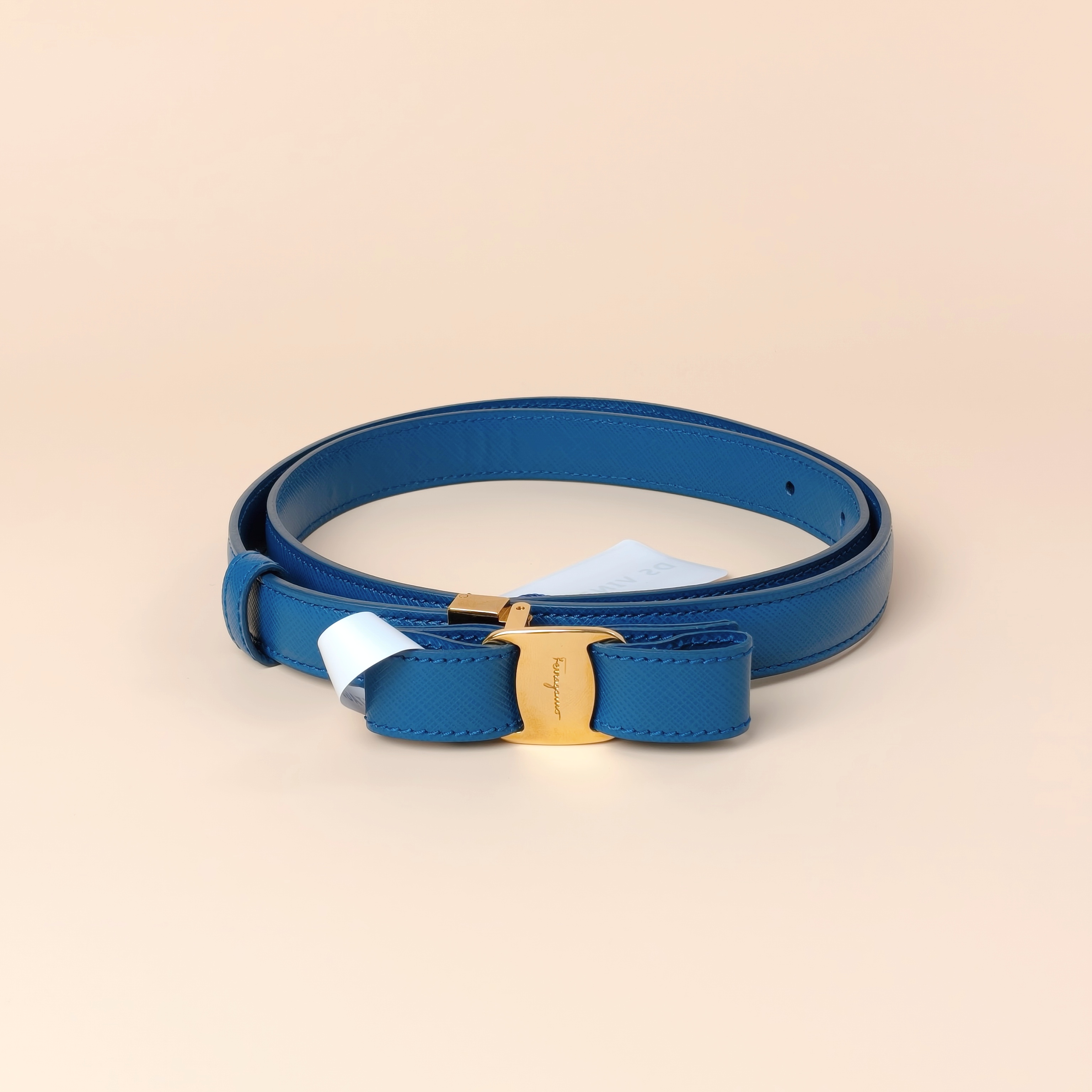 FERRAGAMO Belt Belt Blue Calfskin One Size80
