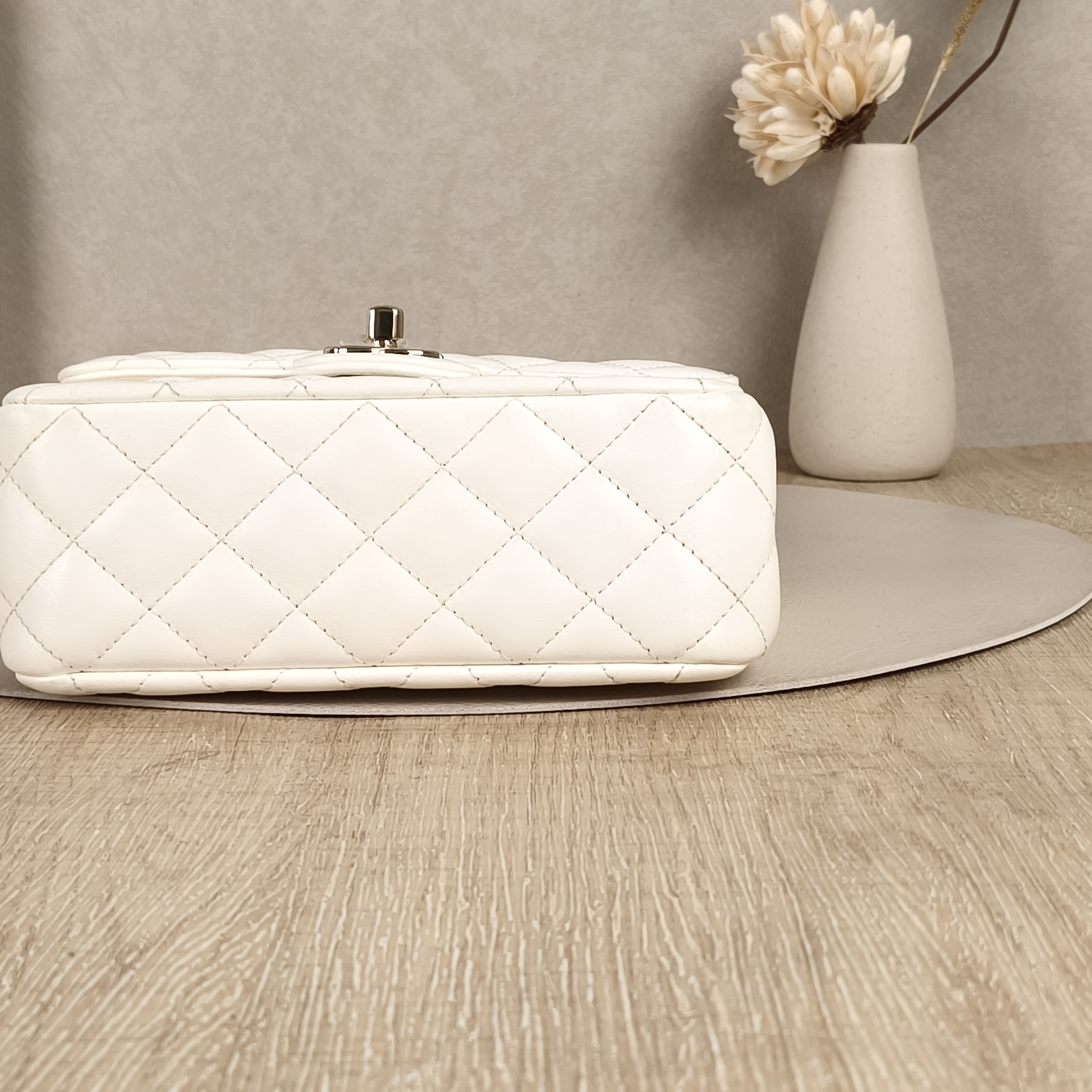 Chanel cf mini White Lambskin Microchip Edition · Dust Bag · Box · 18 × 7.5 × 12 cm — cover view 8 of 9