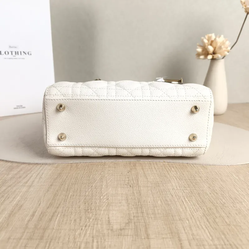 DIOR Top Handle Bag Lady Lady Dior Bag White Grained Calfskin Small20 × 8 × 18 cm — cover view 3 of 5