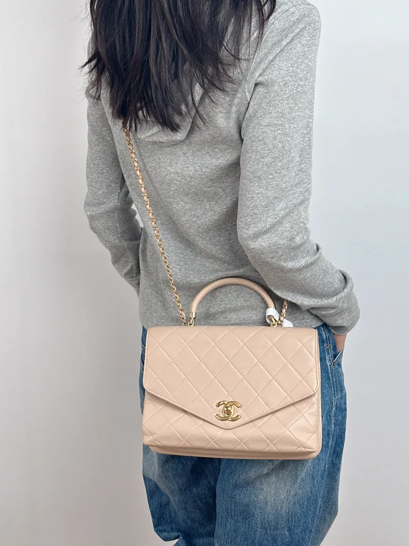 Chanel Crossbody Bag Crossbody Bag Beige Calfskin One Size24 × 10 × 16 cm — on-model view 3 of 3