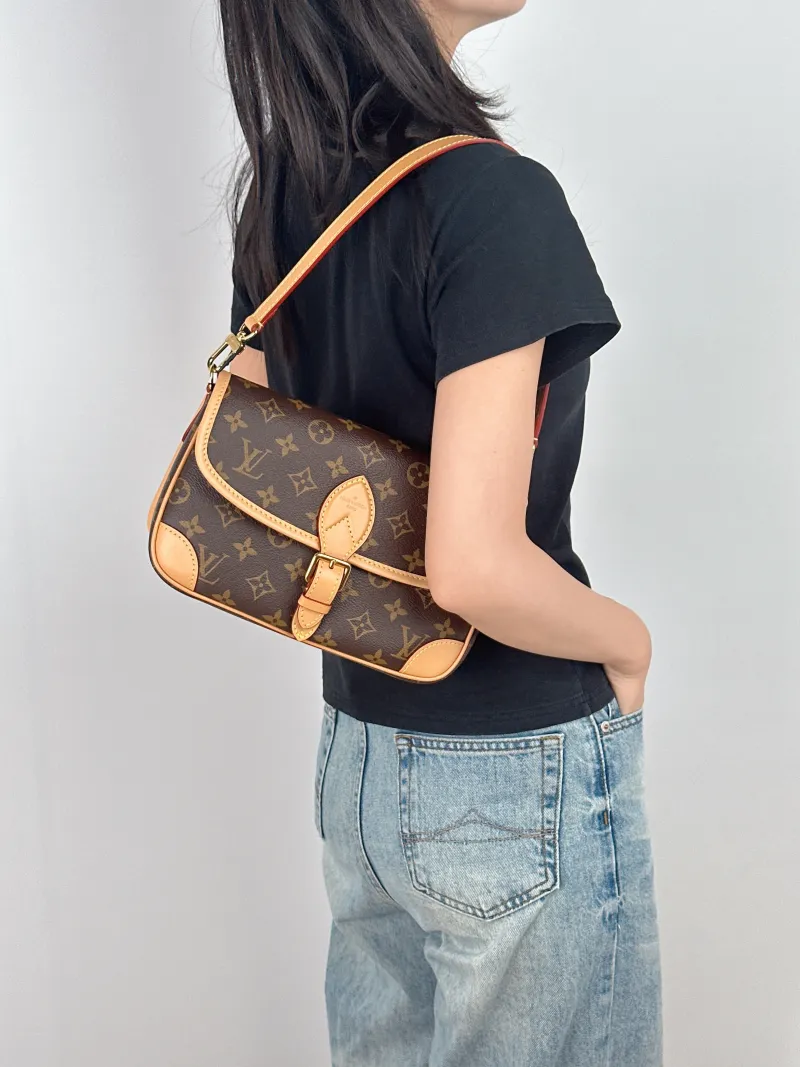 Louis Vuitton Crossbody Bag Diane Baguette Bag Shoulder Strap PVC Small 24 × 9 × 15 cm — on-model view 3 of 3