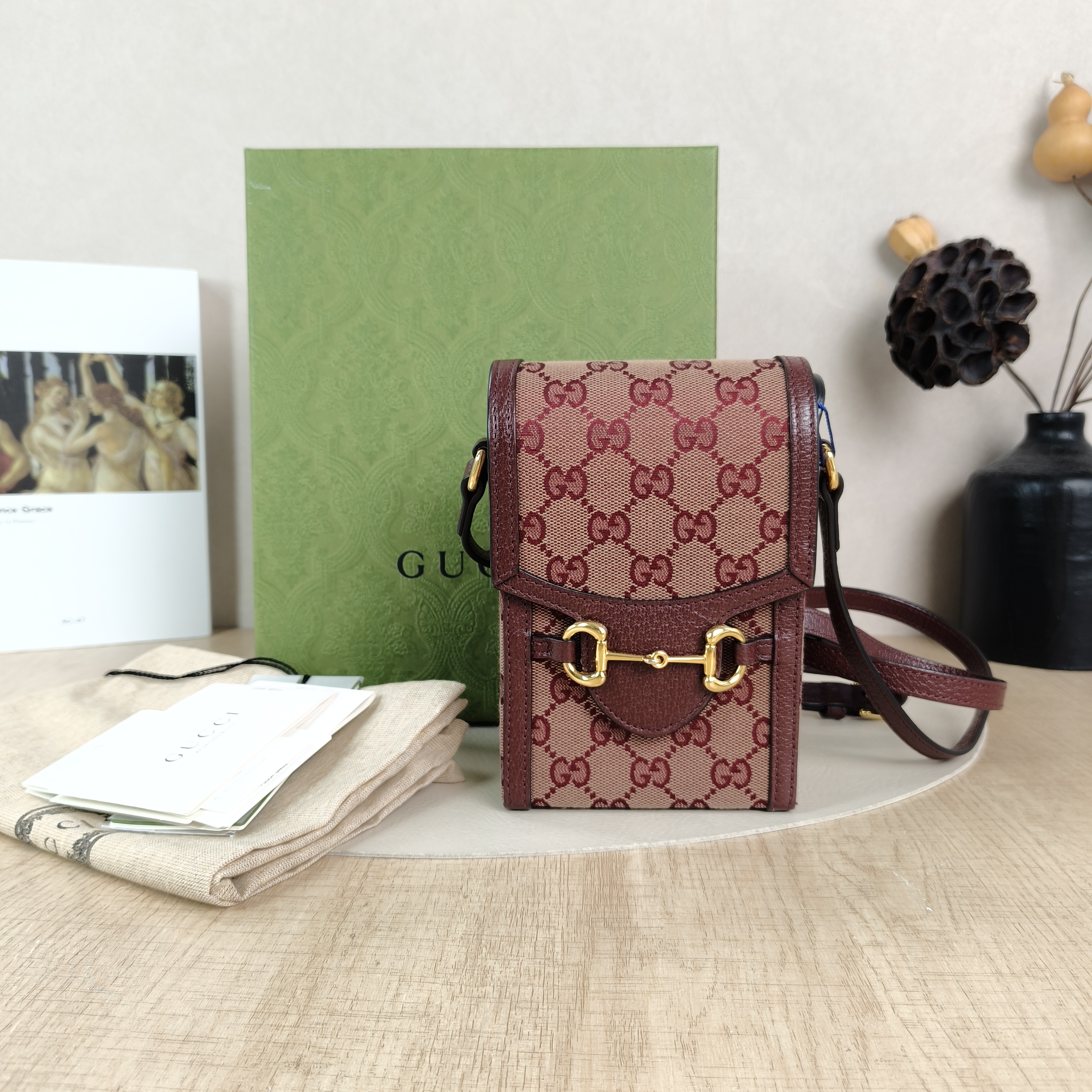 GUCCI Crossbody Bag Horsebit 1955Collection Mini Red Canvasmini11.5 × 4 × 17 cm — cover view 3 of 6