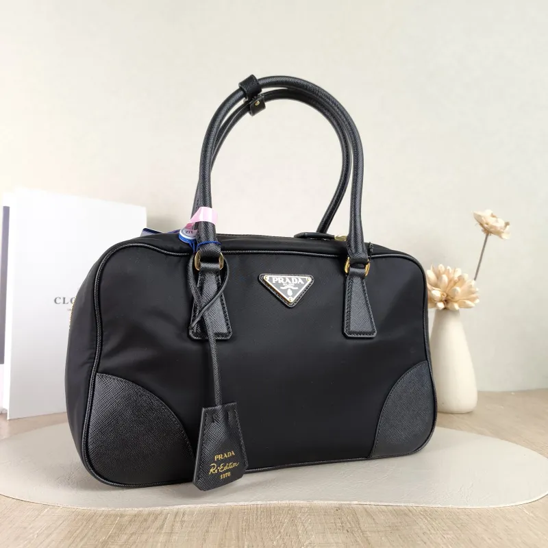 PRADA Top Handle Bag Black Nylon One Size 31 × 9 × 18 cm — cover view 5 of 5