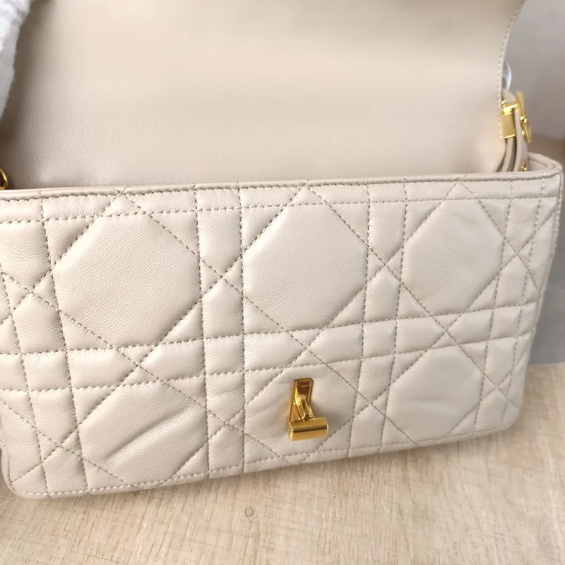 DIOR Crossbody Bag Caro Chain Bag Taupe Lambskin Medium 25.5 × 9 × 15.5 cm — detail view 12 of 13