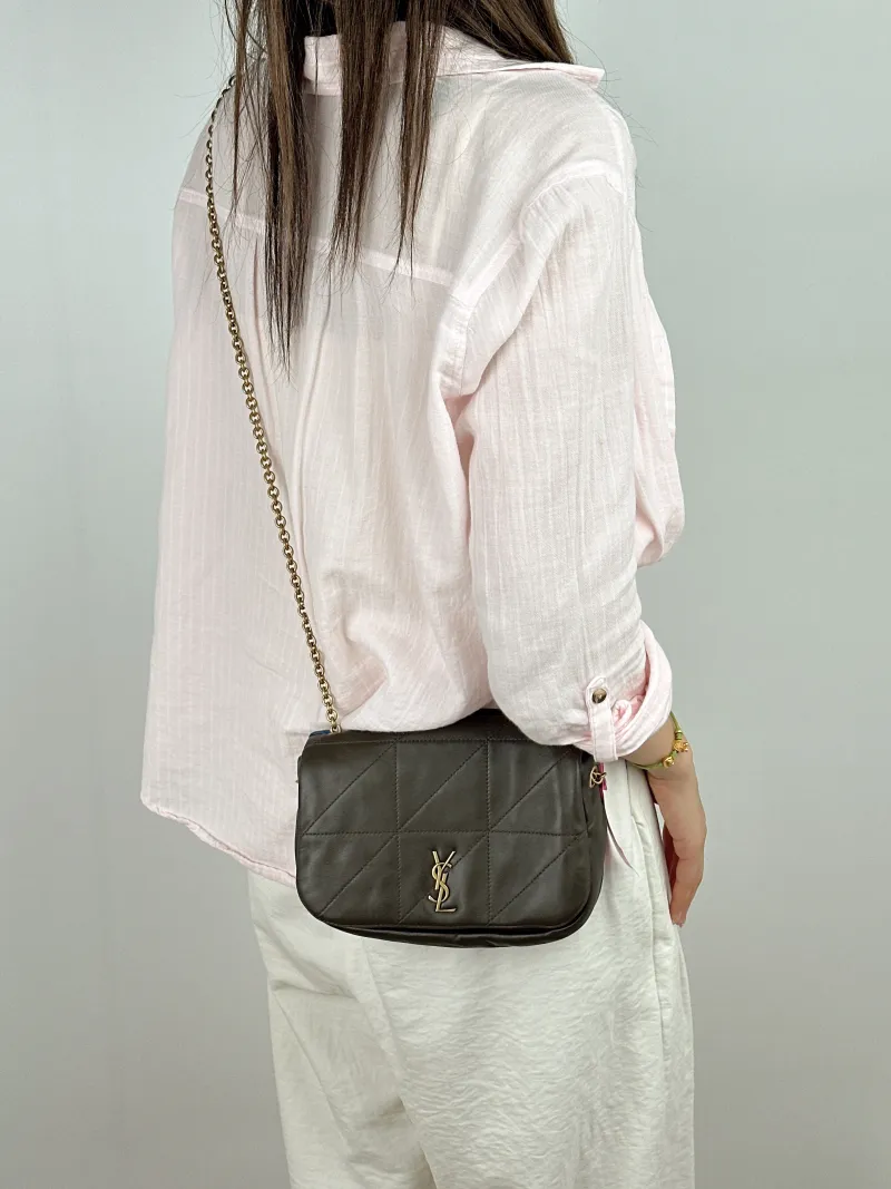 SAINT LAURENT Crossbody Bag Jamie 4.3 Chain Bag Green Lambskin Mini 20 × 7 × 12 cm — on-model view 2 of 2