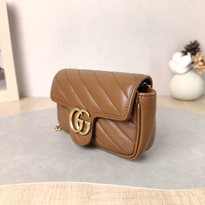 GUCCI Crossbody Bag GG Marmont Mini Marmont Mini Caramel Calfskin Mini 16.5 × 4.5 × 9.5 cm — cover view 4 of 5