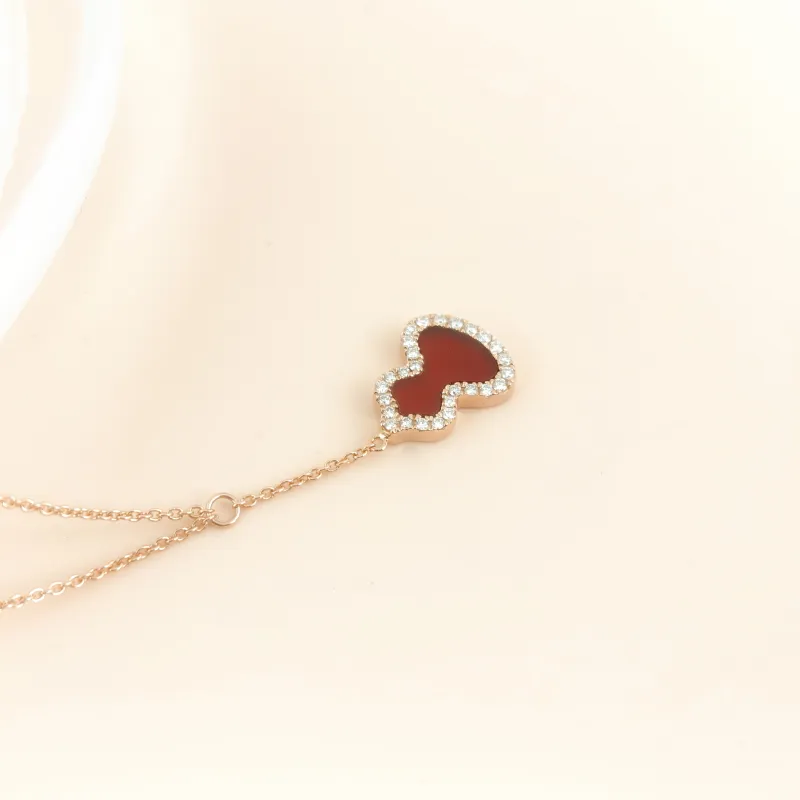 Qeelin Necklace Wulu Collection Necklace Red Agate Diamond18KR ose Gold One Size 40cm — cover view 6 of 9