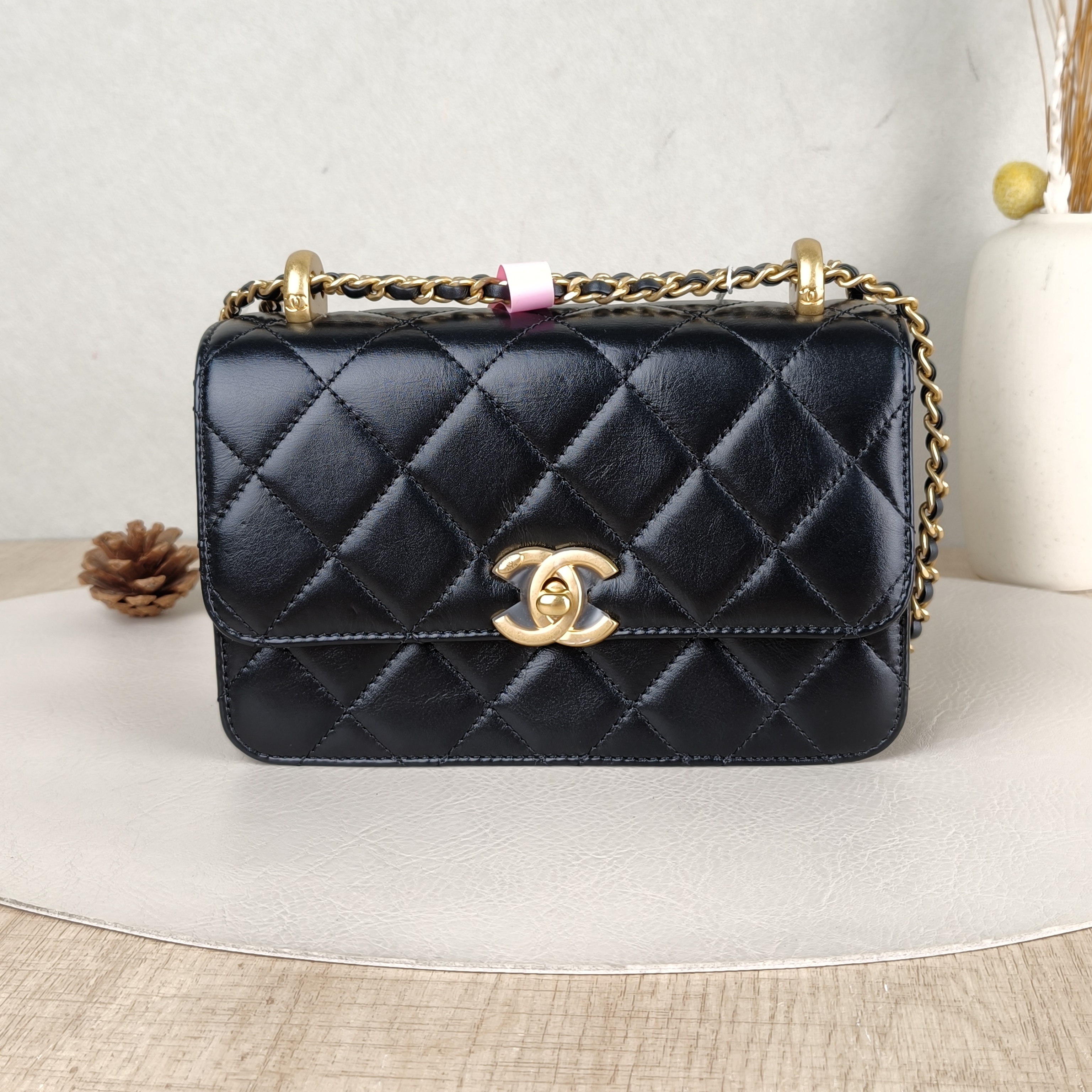 Chanel Crossbody Bag Black Calfskin Small19 × 8 × 12 cm