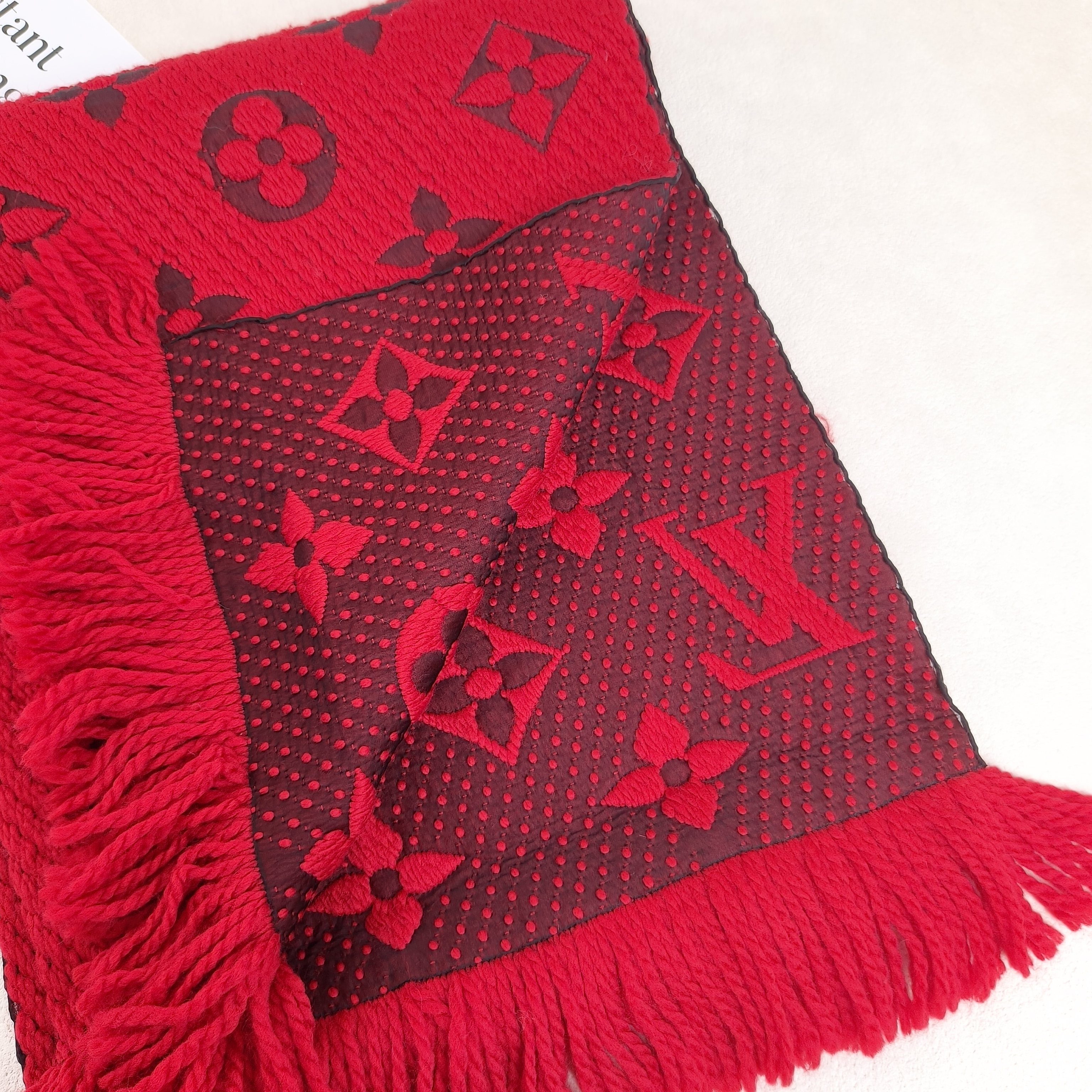 Louis Vuitton Scarf Scarf Red Wool155*32 — cover view 6 of 8
