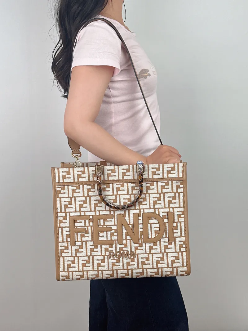 FENDI Top Handle Bag Sunshine Shopping Tote Medium 35 × 17 × 31 cm — on-model view 2 of 2