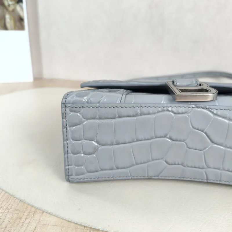 BALENCIAGA Crossbody Bag Hourglass Hourglass Bag Grey Calfskin Mini 19 × 6.5 × 12 cm — detail view 13 of 14
