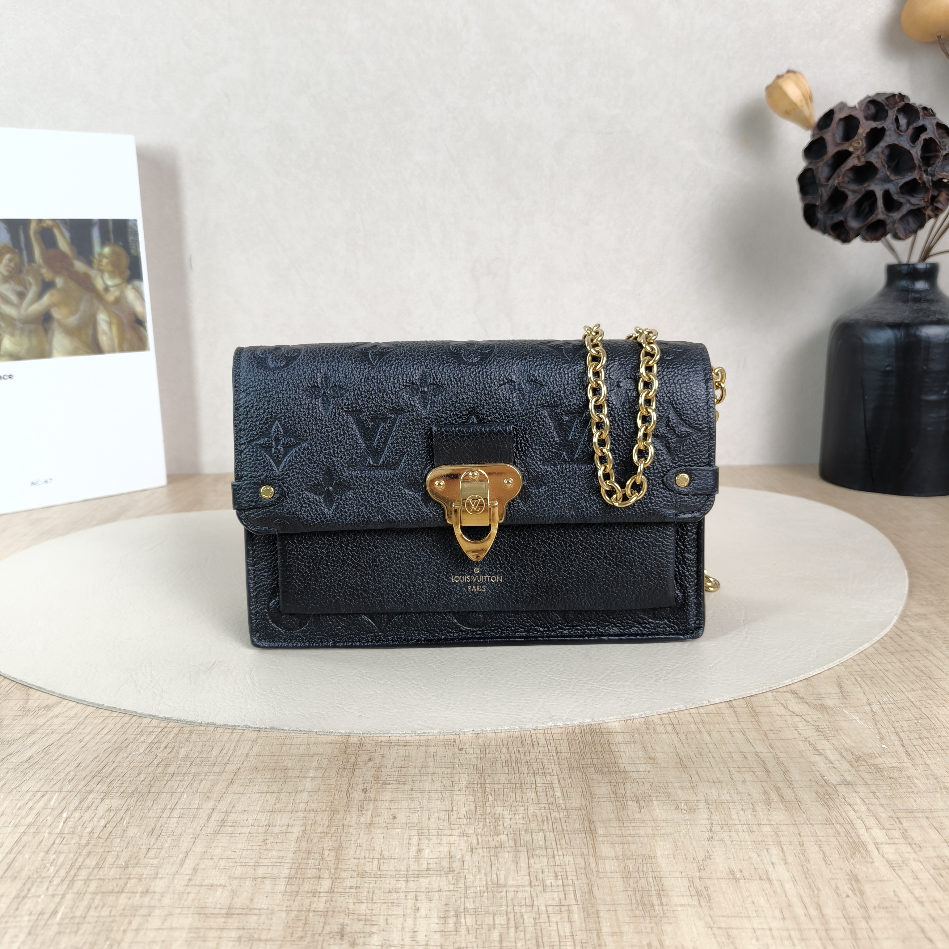 Louis Vuitton Crossbody Bag VAVIN woc Black Empreinte Embossed Calfskin Monogrammini19 × 4 × 12.5 cm