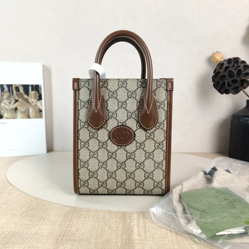 GUCCI Crossbody Bag GG Retro Collection Tote Bag Brown PVC Mini 16 × 7 × 20 cm — cover view 2 of 6