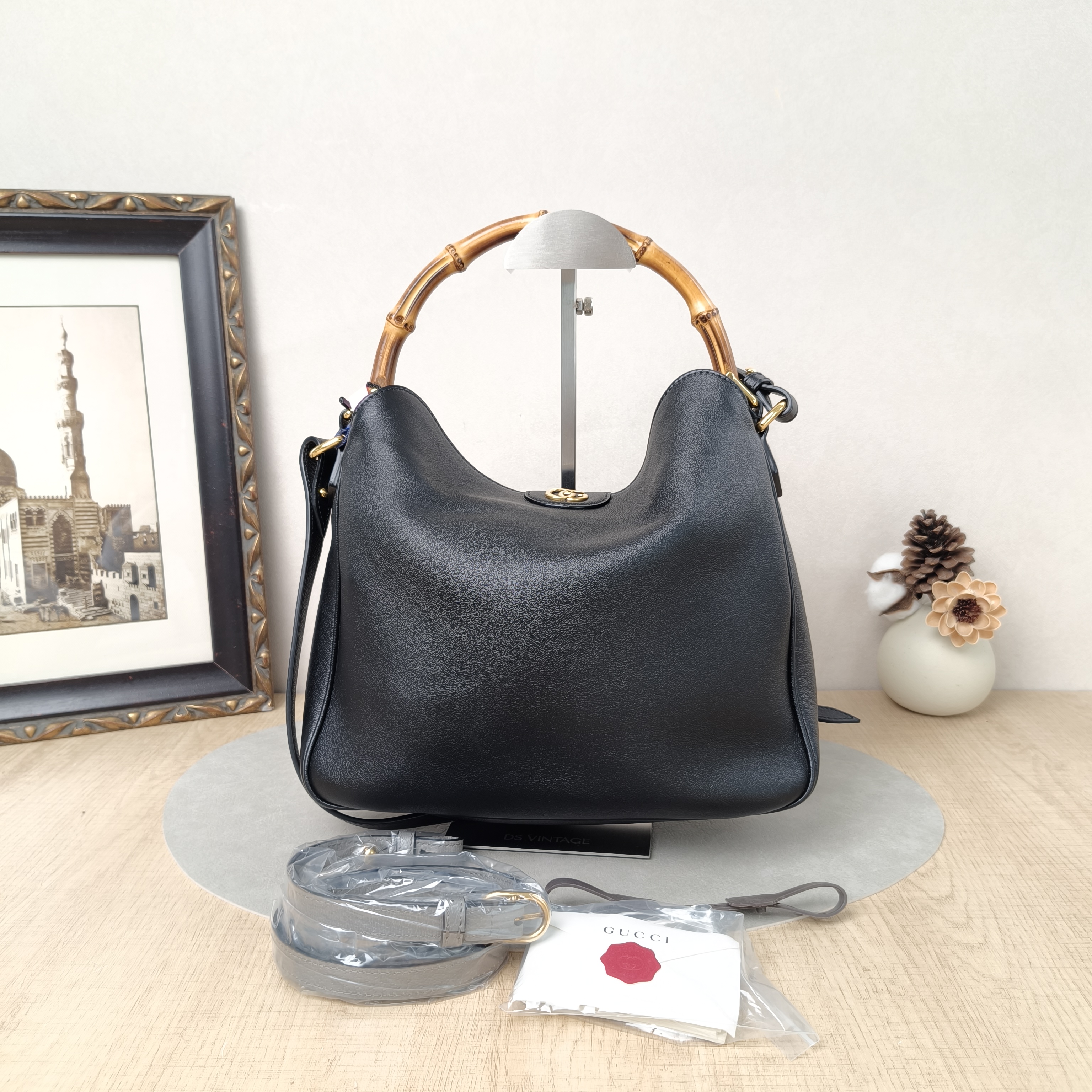 GUCCI Crossbody Bagdiana Top Handle Crossbody Bag Black Calfskin Medium30 × 6.5 × 23 cm — cover view 6 of 6