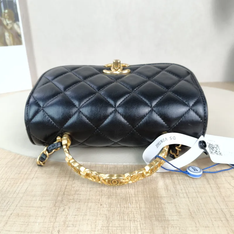 Chanel Crossbody Bag 24s Black Lambskin One Size 18 × 6 × 13 cm — detail view 9 of 13