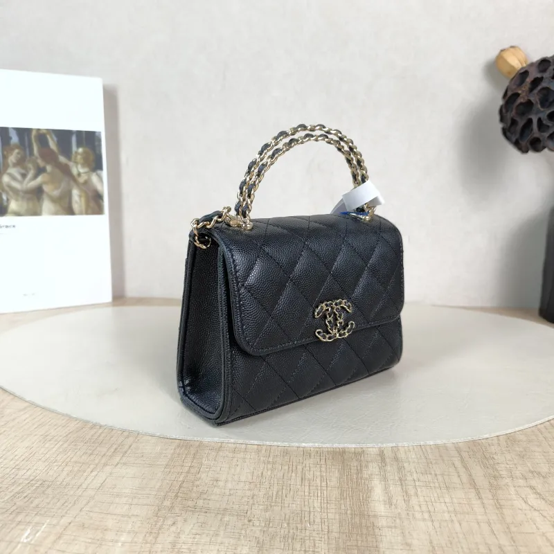 Chanel Crossbody Bag kelly Black Grained Calfskin nano 15 × 5 × 11 cm — cover view 6 of 6