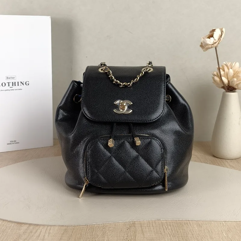 Chanel Backpackaffinity Backpack Black Calfskin Small20 × 12 × 22 cm