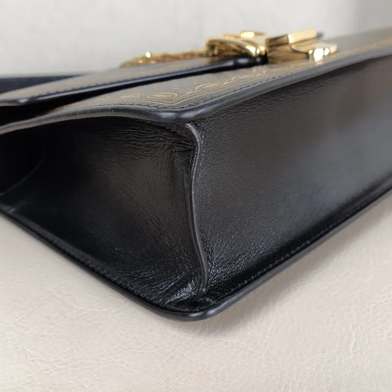 GUCCI Crossbody Bag Sylvie Shoulder Strap Edition Black Calfskin Small 25.5 × 8 × 17 cm — detail view 5 of 12