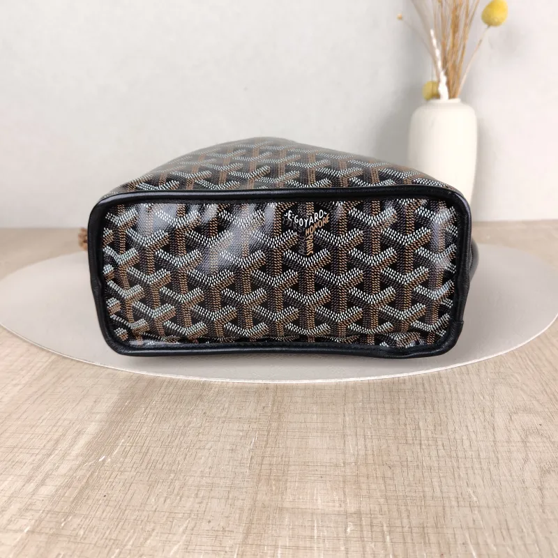 GOYARD Top Handle Bag ANJOU Shopping Tote Black ine Canvas Mini 19.5 × 9 × 19.5 cm — cover view 4 of 5